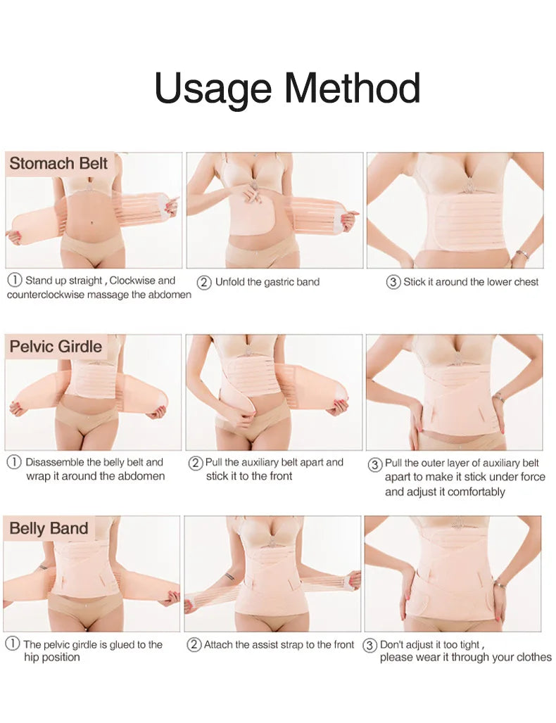 3in1 Postpartum Belly Band Breathable Maternity Support Belt Shapewear for after Pregnancy Women's Abdominal Compression Band