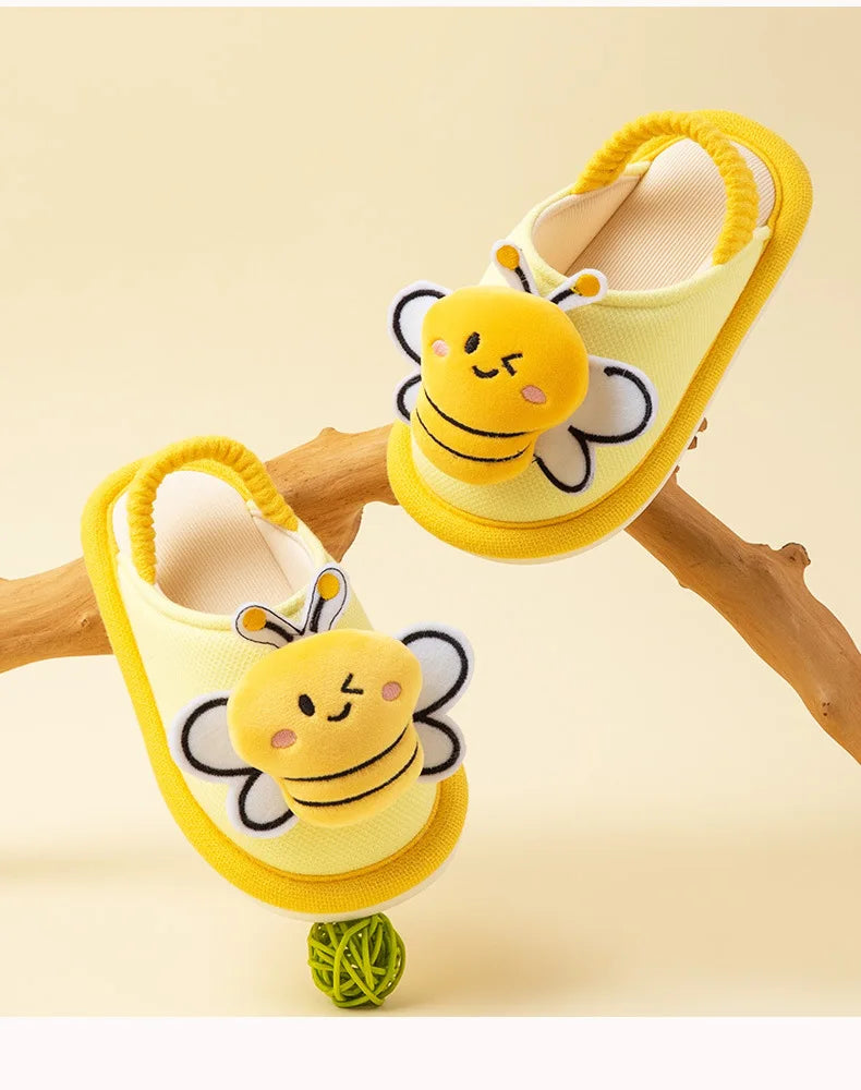 Kids'Slippers Toddler Cartoon Autumn Shoes For Children Anti-slip Thick Bottom Home Slipper Designer Pink Blue Size 140-180