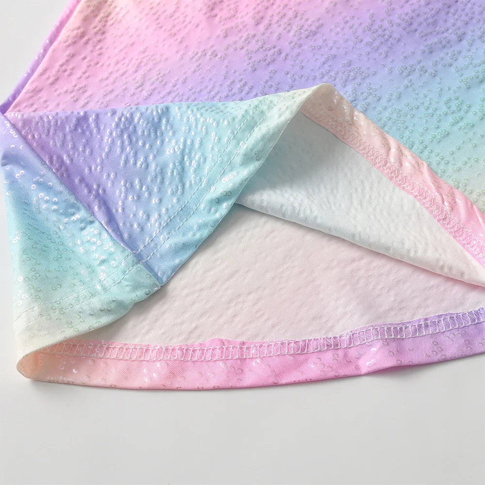 VIKITA Girls Rainbow Colorful Multicolor Polyester Sleeveless Dress Kids Cute Fashion Summer Beach Party Casual Dresses for Kids