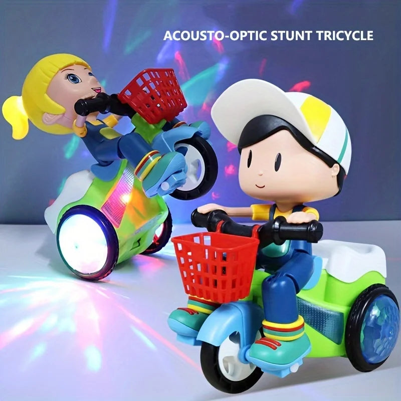 Robot Toys for Kids Spinning Stunt Car Toys Dancing Electric Trike Kids Motorcycle Cartoon Toy Interactive Toy with Music Light