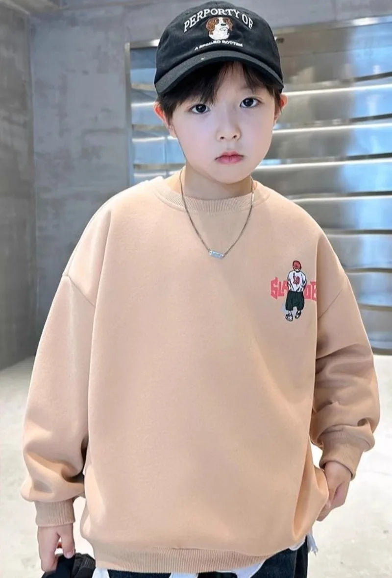 Boys' Medium-Large 2025 New No Hood Spring/Autumn Trendy Stylish Cool Kids Sweatshirt for Spring