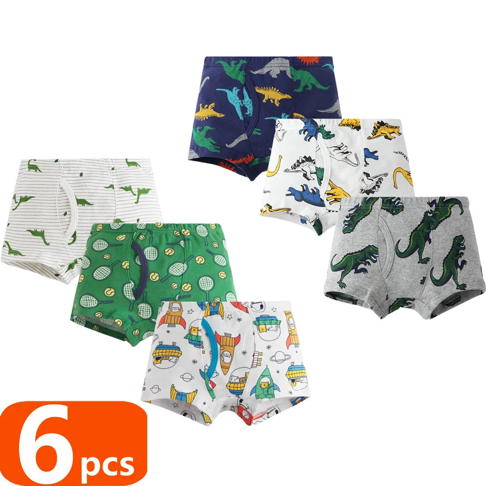 1/3/6 pcs Boys Boxer Briefs Sets 2025 New Kids Cotton Underwear Boy Underpants Teenager Dinosaur Print Soft Children Panties