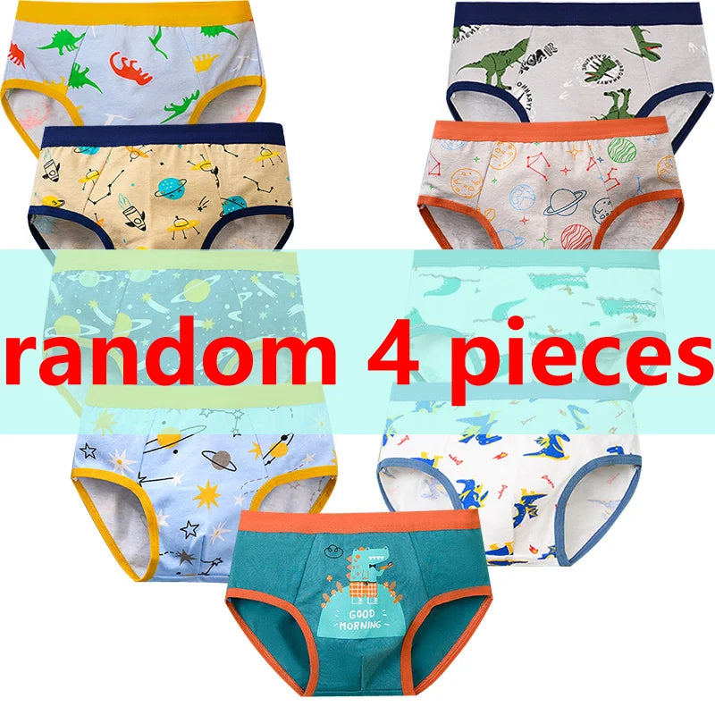 1/4/8 Pcs Boys Boxer Briefs Sets for Children Kids Cotton Underwear Breathable Baby Underpants All Print Thong Panties 2025 New