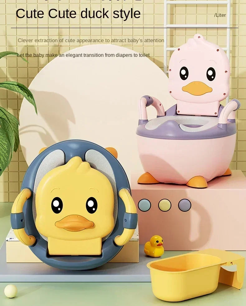 Potty Training Toilet for Kids Household Cute Cartoon Duck Soft Hard Cushion Clamshell Waist Guard Toilet Baby Toilet Supplies