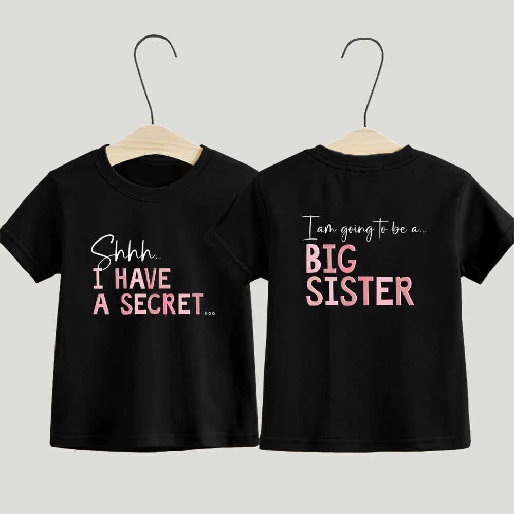 Big Sister T-Shirt I Have A Secret Promoted To Big Sister Pregnancy Announcement Gift Going To Be A Big Sister Kids Tee