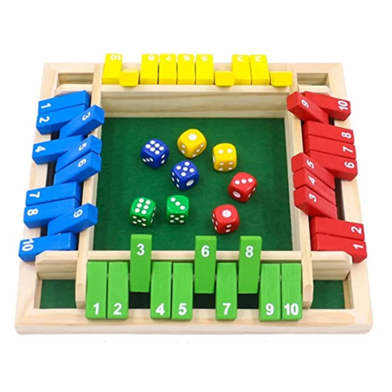 Four-Sided Flip Card Games Intellectual Educational Game Box Dice Toys Parent-Child Games Shut Wooden Number Game Board Games