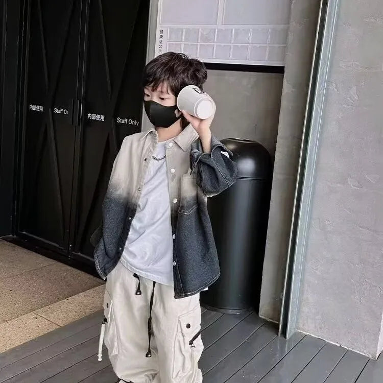 2025 New Boys' Cargo Pants Spring Autumn Casual Street Dance Cuffed Ankle Long Pants Toddler Boys