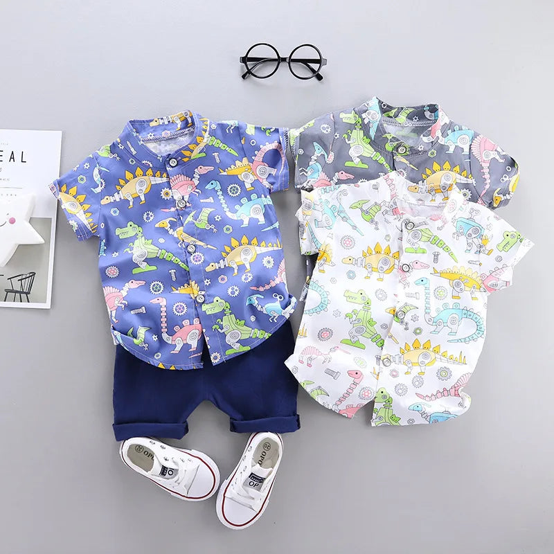 New Summer Baby Clothes Suit Children Boys Fashion Cartoon Shirt Shorts 2Pcs/Sets Infant Outfits Toddler Costume Kids Tracksuits