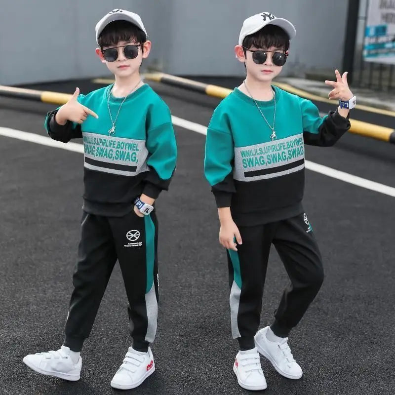 2024 Boys Clothes Set striped Sweatshirt tops + Sport Pants Tracksuits winter Autumn Kids Suit Children 5 7 8 9 10 11 12 13Year