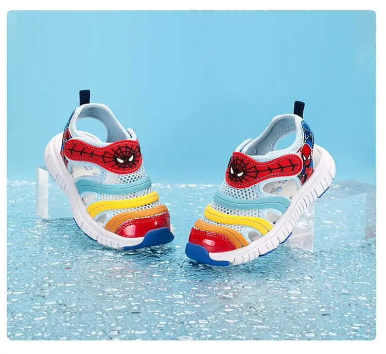 Disney Cartoon Girls' LED Sandals Summer Breathable Children's Sports Beach Girls' Soft Shining Shoes Size 24-35