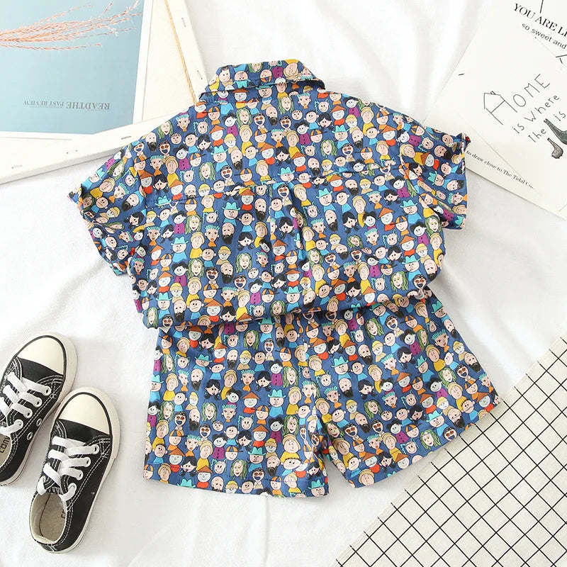 New Summer Baby Clothes Suit Children Boys Fashion Cartoon Shirt Shorts 2Pcs/Sets Toddler Casual Sports Costume Kids Tracksuits