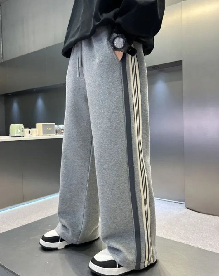 2025 New Release Boys' Wide-Leg Pants - Breathable Sporty Straight Leg for Boys 120-170cm, Spring Autumn Streetwear Casual Wear