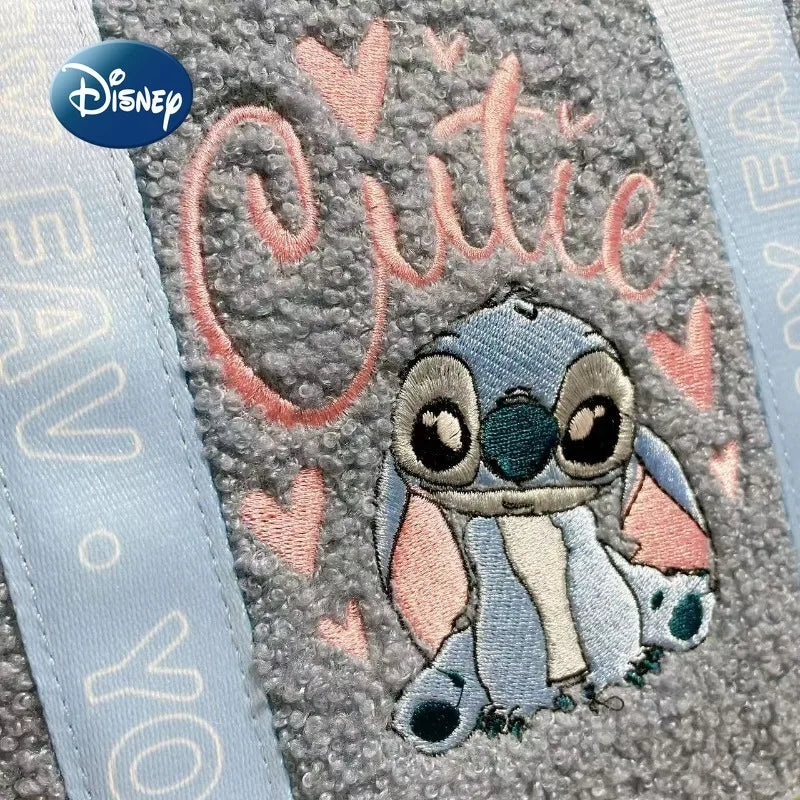 Disney Stitch New Women's Plush Shoulder Bag Cartoon Cute Women's Plush Shoulder Messenger Bag Fashion Embroidery Women's Bag