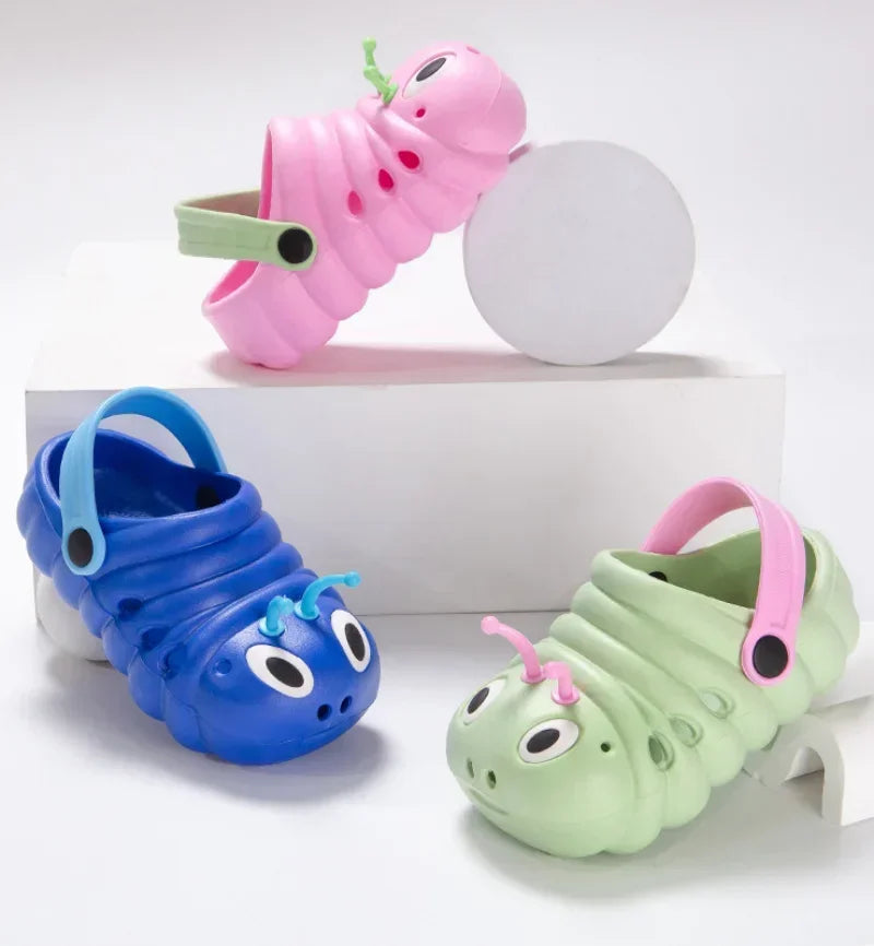 2024 Children Garden Shoes Cute Cartoon Caterpillar Beach Sandals Babies Summer Slippers High Quality Kids Slippers Flip Shoes