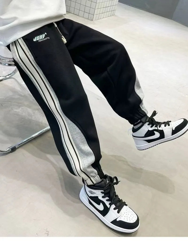 Knit Sport Pants for Boys' Autumn/Winter Casual Wear, Cuffed Joggers, Boys' Sweatpants, Boys' Athletic Pants