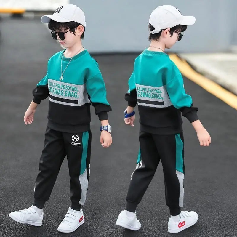 2024 Boys Clothes Set striped Sweatshirt tops + Sport Pants Tracksuits winter Autumn Kids Suit Children 5 7 8 9 10 11 12 13Year