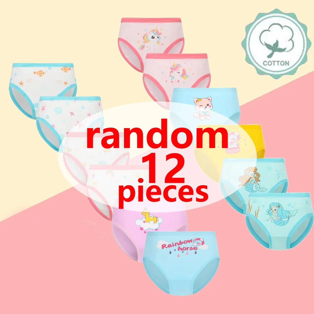 1/4/8/12 Pcs/Pack Children Girls Panties Underwear Sets Cotton Cartoon Unicorn Print Child Panties for Girl Kid Boxer Breathable