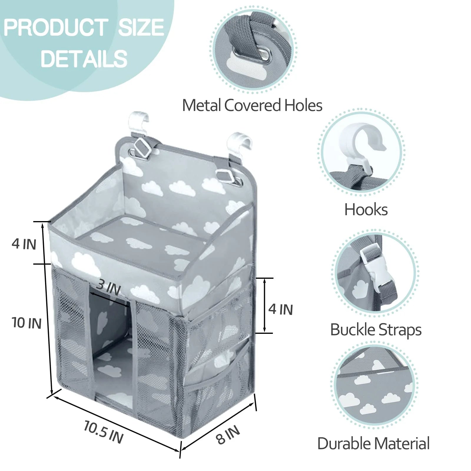 PANGDUBE Baby Diaper Stackers & Caddies Hanging Diaper Bag for Crib Diaper Organizer for Baby Thing Baby Bed Hanging Storage Bag