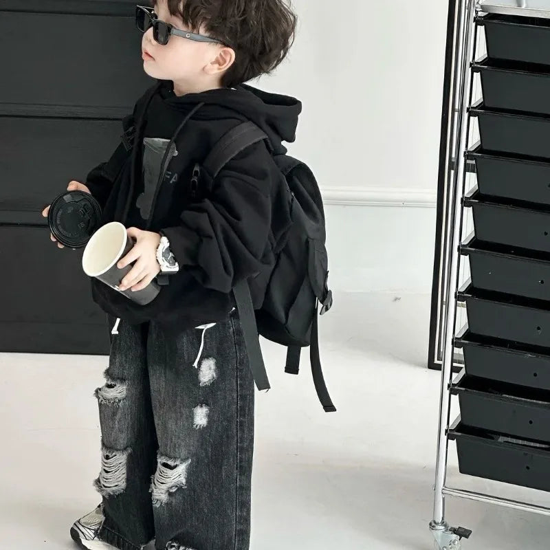 Boys' Trendy Jeans 2025 Spring Autumn Kids Casual Long Pants, Versatile & Stylish Children's Denim Wear for Ages 6-12