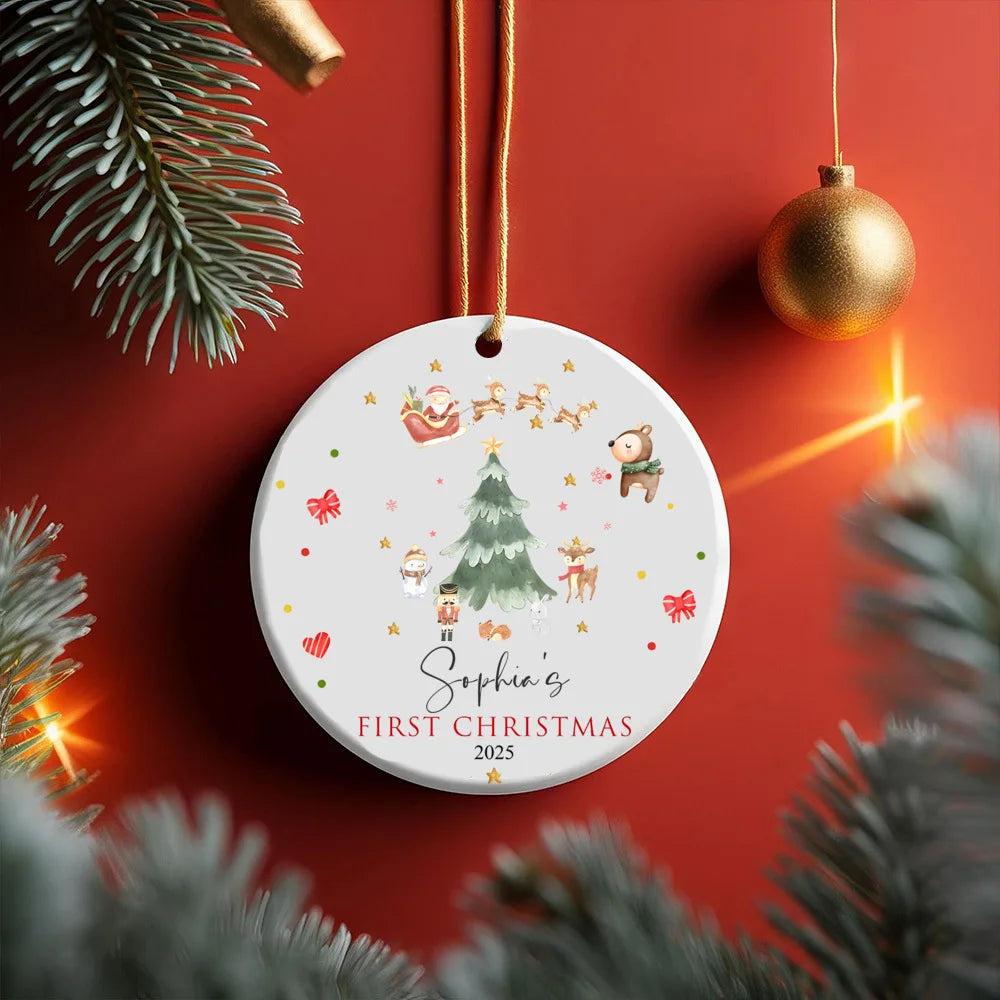 Personalized Baby's First Christmas Ornament Custom Name Gift for Newborn Christmas Tree Decor Photography Accessories