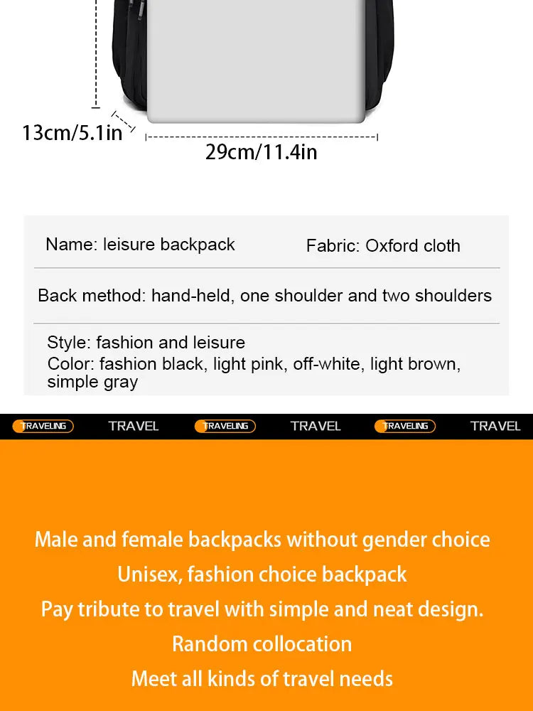 A Multi-layer Waterproof And Stylish Backpack Oxford Large-capacity Simple Commuter Out-of-town Student Backpack