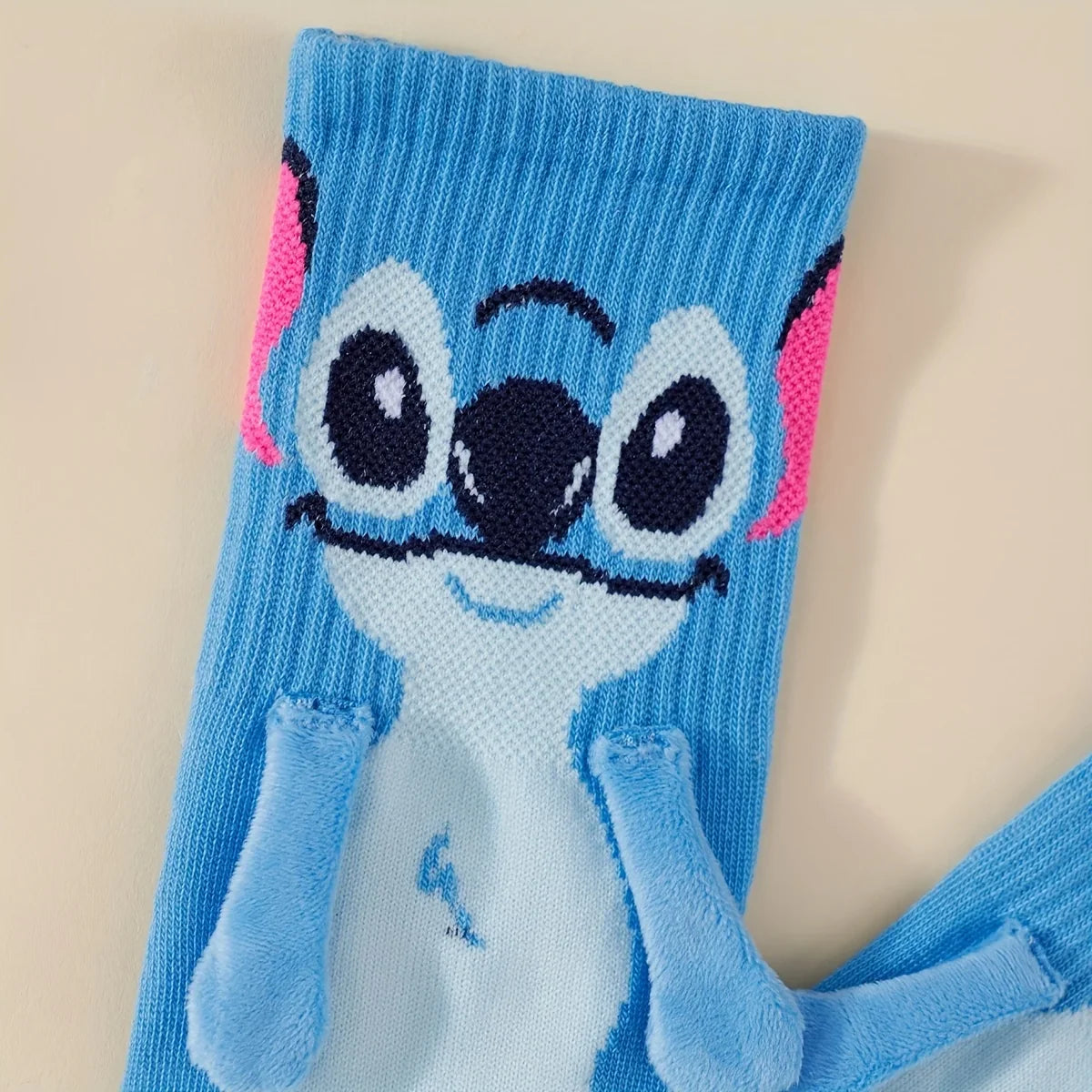 Stitch hand in hand sock sock female Japanese cartoon cartoon tube stack sock cute children Christmas sock gift