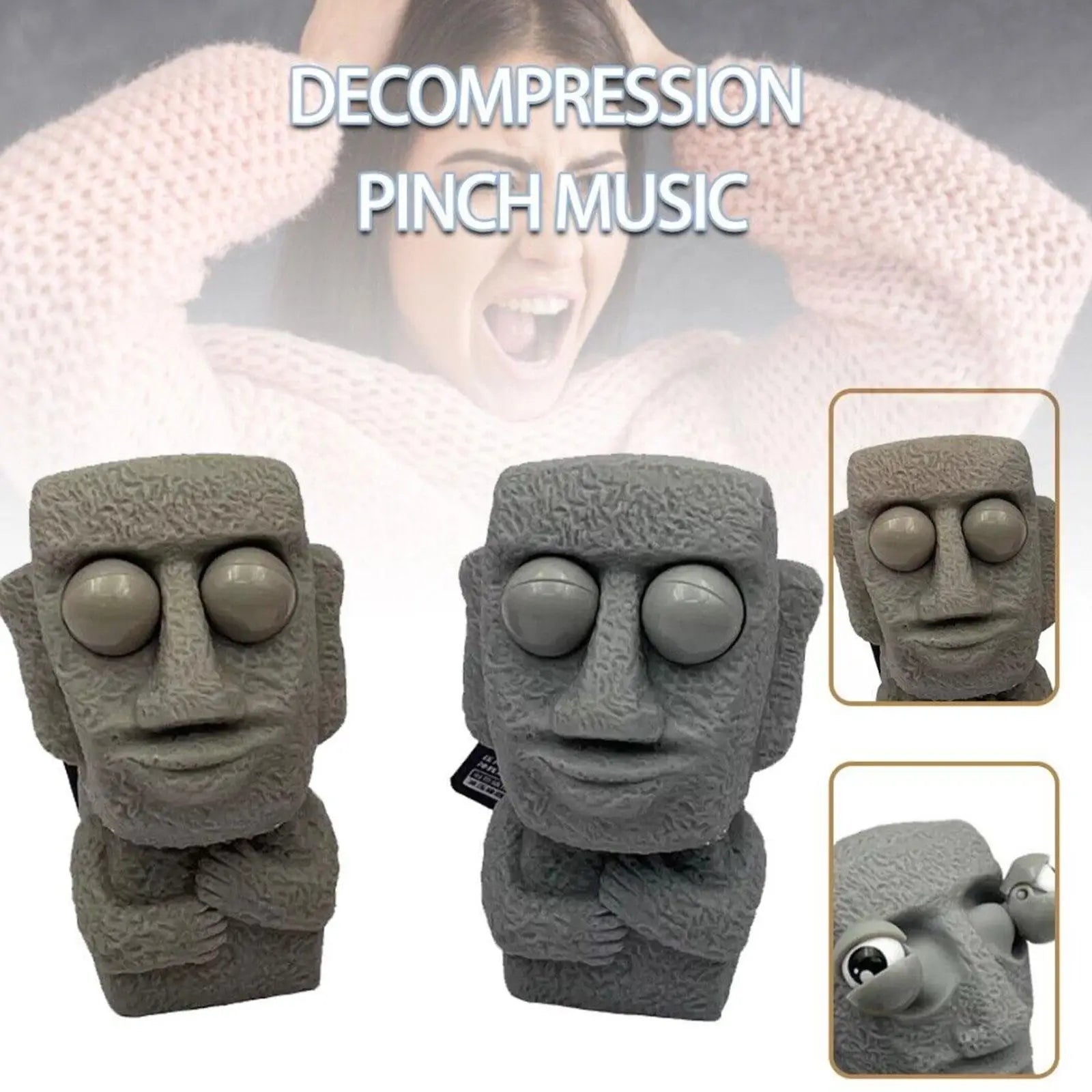 Funny Stone Human Face Emotion Balls Fidget Toys Stress Relief Squeeze Ball Stress Toys for Kids Adults Popping Out Eyes
