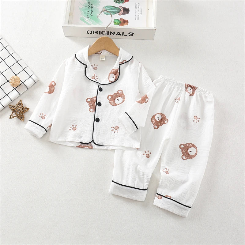 New Spring Autumn Baby Clothes Kids Pajamas Children Boys Sleepwear Tops And Pants Infant Girls Clothing Toddler Casual Costume