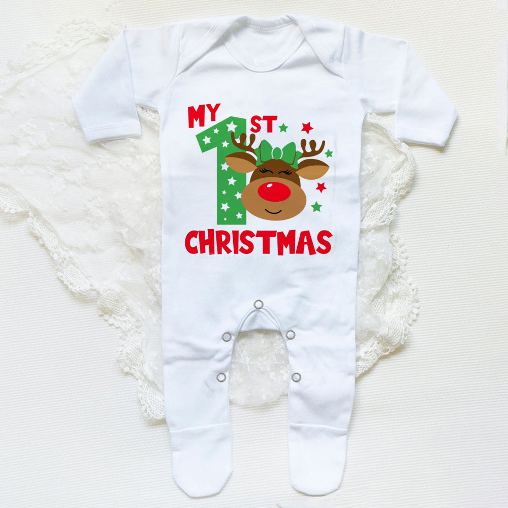 First Christmas Print Baby Sleepsuit Xmas Babygrow Sleepsuit Infant Christmas Gift Boys Girls Clothes Baby Coming Home Outfits