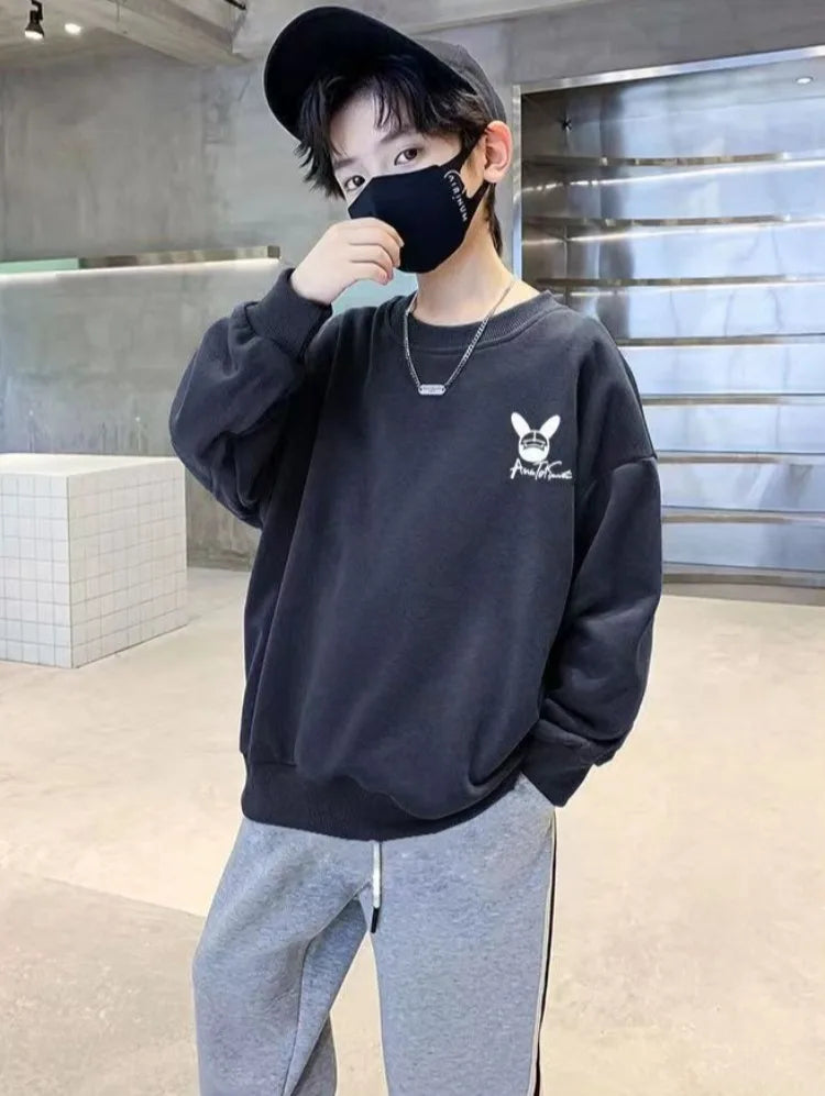 Boys' Mid-Large Size 2025 Spring-Autumn New Layering Stylish Street-Cool Sweatshirt