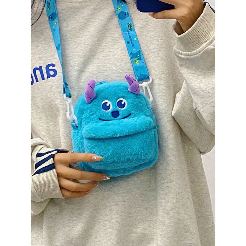 Disney Strawberry Bear 2025 New Girl Plush Backpack Cartoon Children Plush Messenger Bag Fashion Trend Girls Coin Purse
