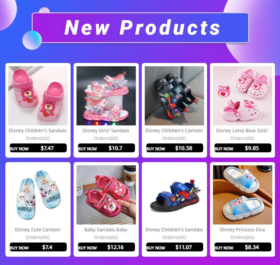 Disney Girls' Sandals Slippers Summer Party Shoes Soft Soled Baby Shoes Frozen Elsa Princess Outdoor Children's Slippers