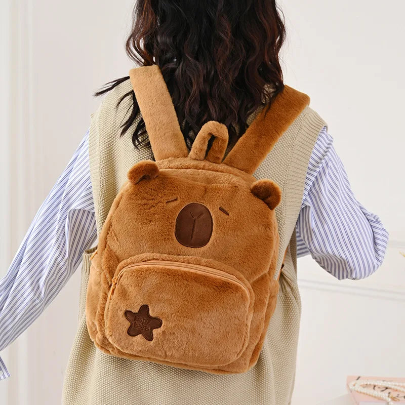 Capybara Backpack Cute Plush Shoulder Bag Dual-purpose bookpack Bag Cute Tote Backpack Large Capacity Student School Bag