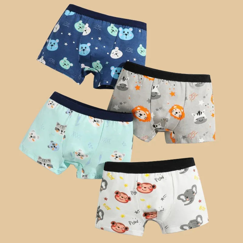 1/4/8 pcs Boys Boxer Sets Briefs Kids Cotton Underwear Baby Underpants Teenager Cartoon dinosaur All Print Soft Children Panties