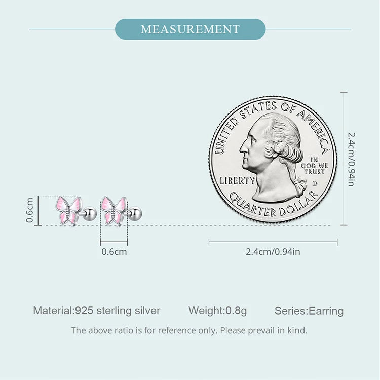 Bamoer 925 Sterling Silver Luxury Girl Earrings Rainbow Butterfy Cute Fancy Funny Ear Stud Original for Women Party Fine Jewelry