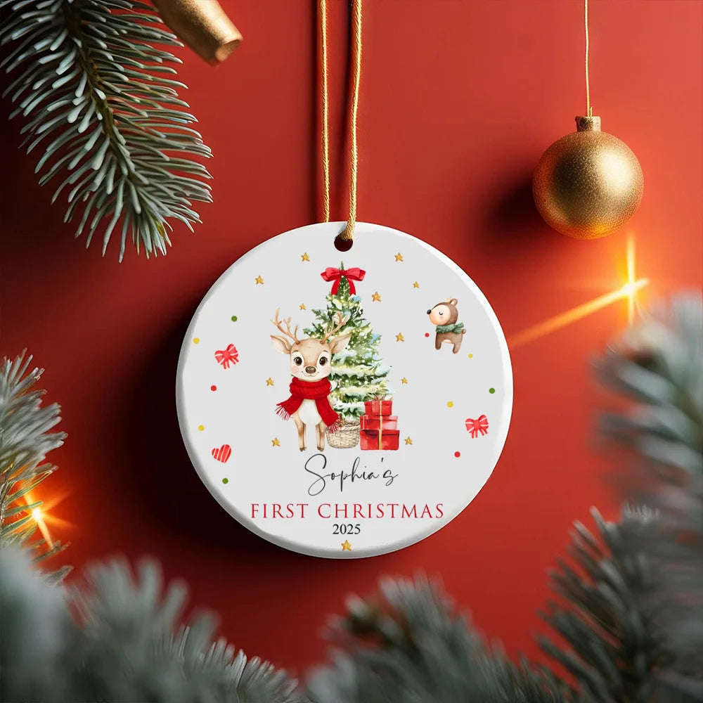 Personalized Baby's First Christmas Ornament Custom Name Gift for Newborn Christmas Tree Decor Photography Accessories