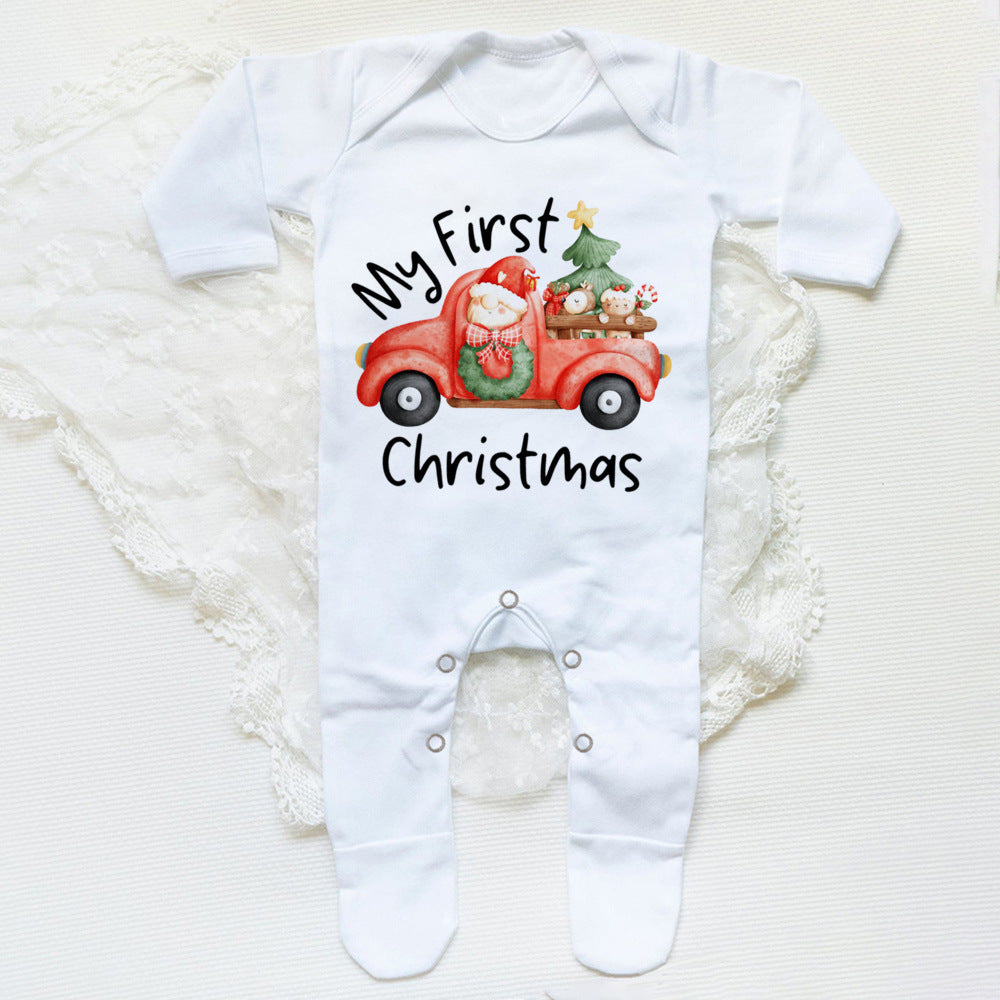 1st Christmas Babygrow Sleepsuit Boys Girls Cute Clothes Baby First Christmas Gift Toddler Xmas Sleepsuit Baby White Bodysuit