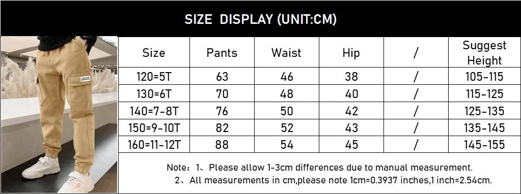 Boys Cargo Pants Spring Autumn Thick Boys Trousers Casual Kids Sport Pants Teenage Children Clothes For 5-12 Years