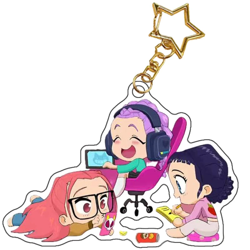 Kpop Demon Hunters Saja Boys Keychain Huntr-X Bag Pendant Unters Huntrix Saja Self Made Acrylic Keyring Jewelry Friends Gift