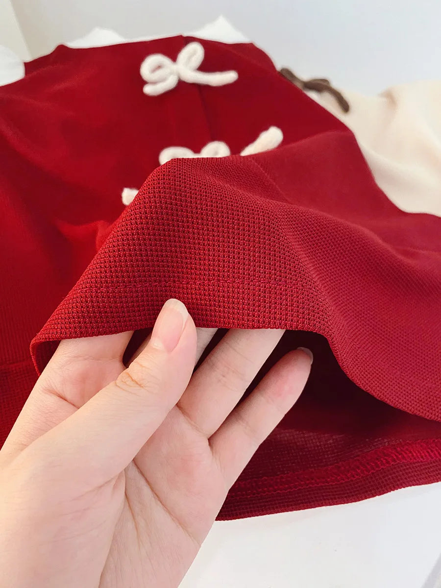 New Korean Style Baby Girl Dress For Spring And Autumn, Sweet Bow Children'S Long Sleeved Clothes (9 Months -3 Years Old)