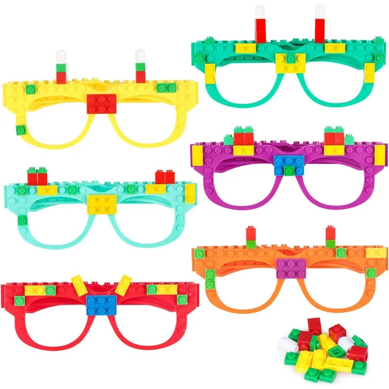 DIY Building Bricks Glasses Building Blocks Games for Kids Creative Building Block Birthday Party Favors, Carnival Party Games