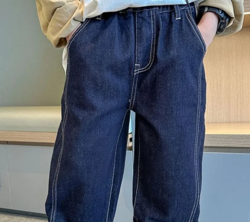 Designer Boys Autumn Winter 2025 New Casual Stretchable Denim Jeans Long Pants Boys' Fashionable Trousers