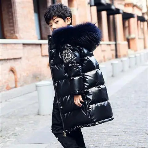 2025 New Boys Girls Cotton-Padded Coat Winter Outerwear Stylish Mid-Length Toddler Big Kids Winter Jacket