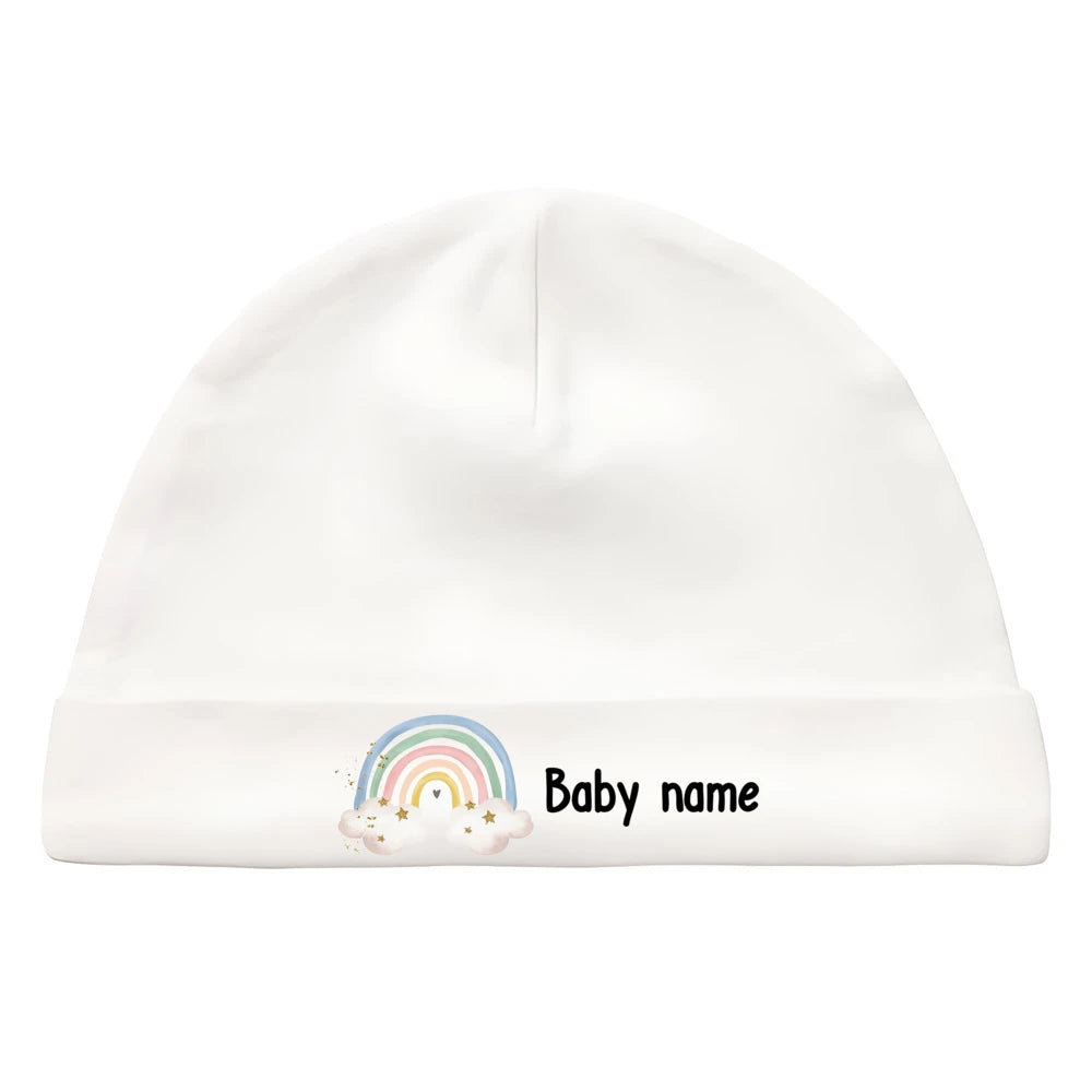 Personalised Unisex Baby Hat Infant Head Wear Baby Shower Gift Custom Newborn Beanie with Name First Hat for Babies