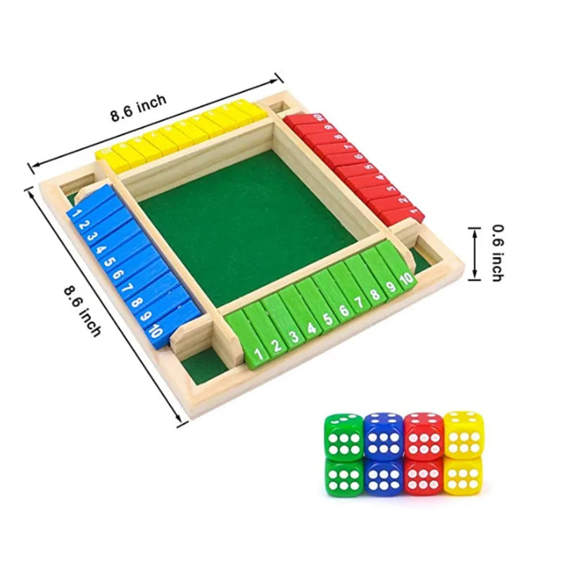 Four-Sided Flip Card Games Intellectual Educational Game Box Dice Toys Parent-Child Games Shut Wooden Number Game Board Games