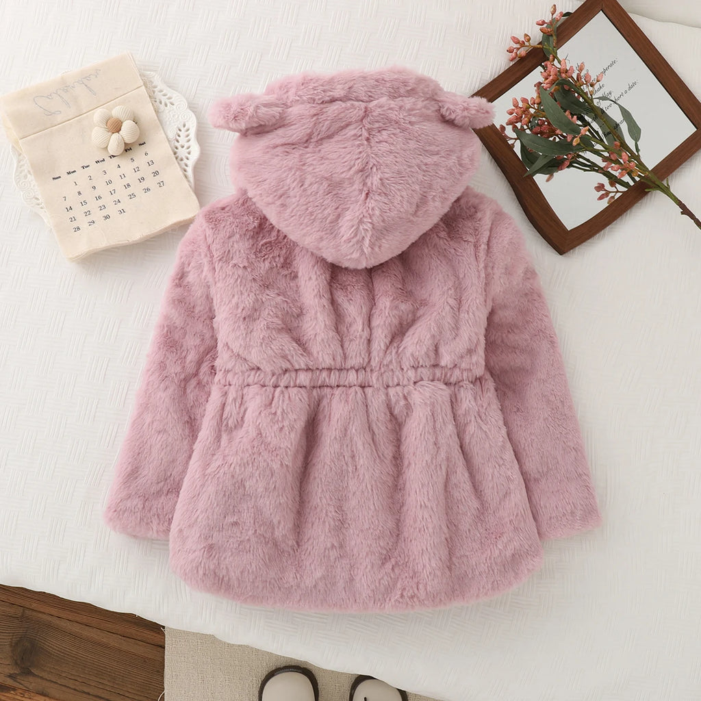 Winter New Thick And Warm Baby Girl Coat, Simple Solid Color Children'S Clothing Suitable For Babies With A Height Of 90-140cm