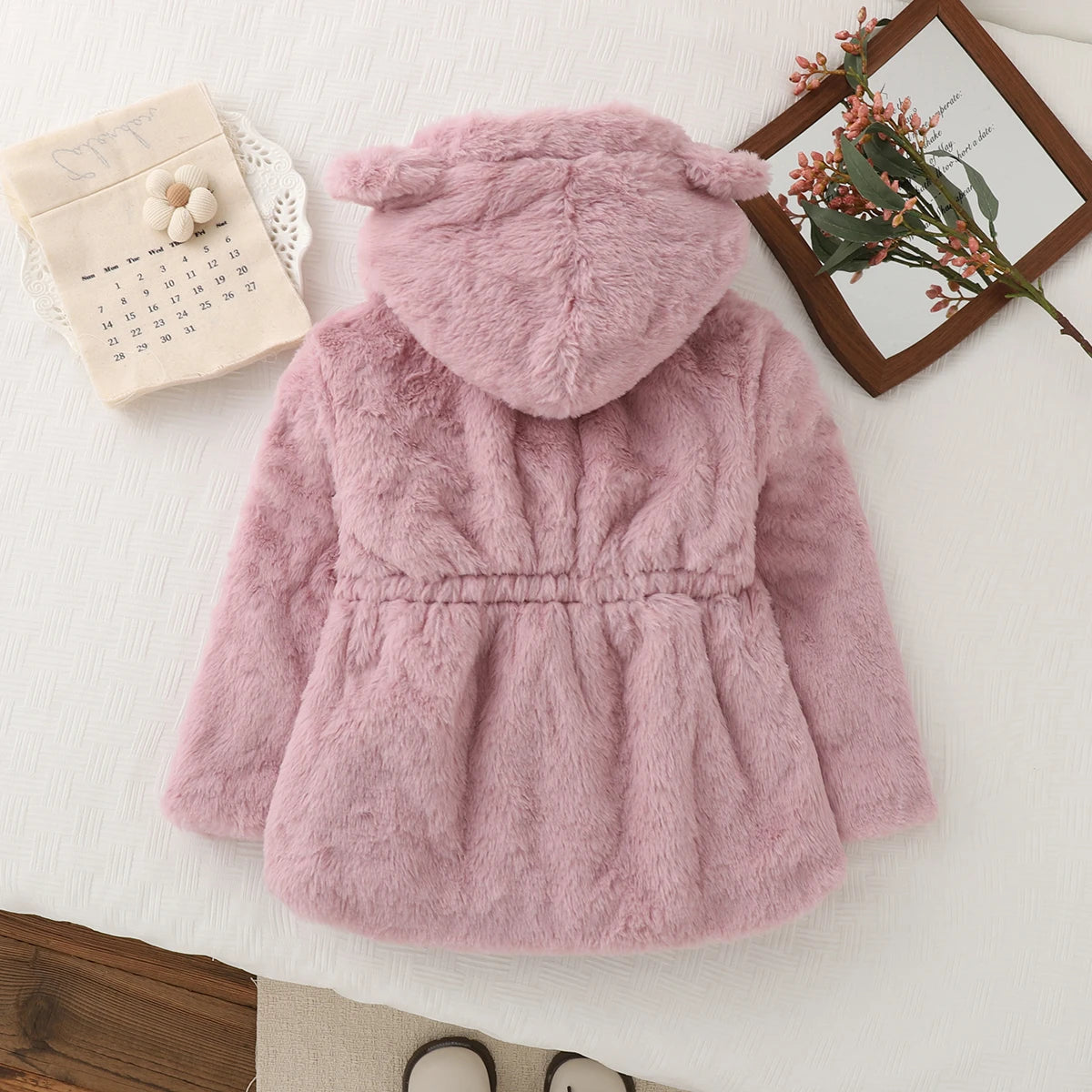 Winter New Thick And Warm Baby Girl Coat, Simple Solid Color Children'S Clothing Suitable For Babies With A Height Of 90-140cm