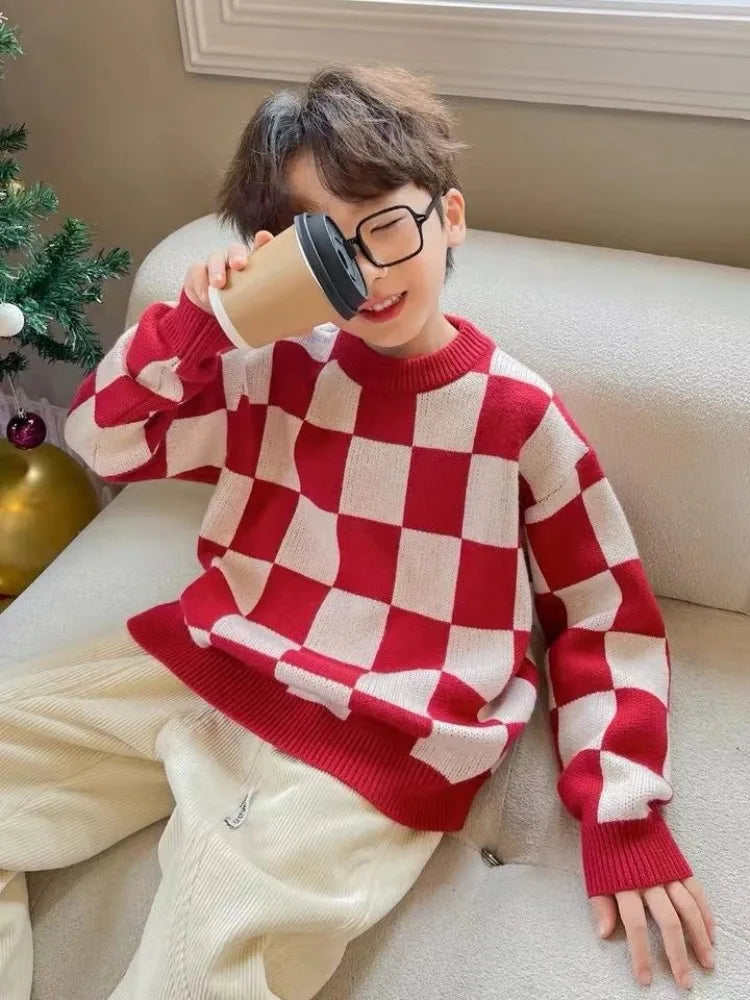 2025 New Kids' Autumn Winter Sweater Unisex Knitwear Warmth Korean Style Stylish New Year's Gift Premium Quality