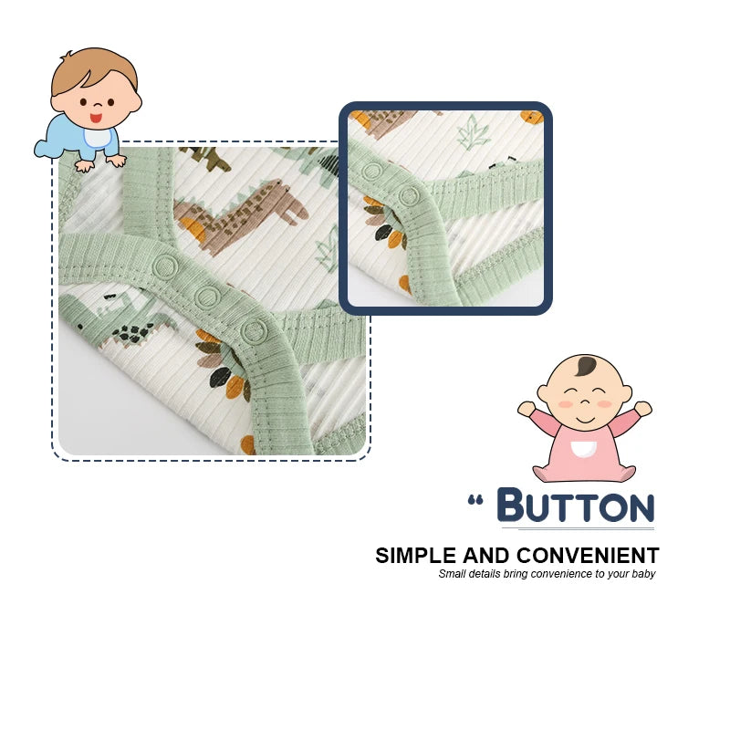 Kiddiezoom summer three piece unisex fashionable cartoon boy and girl jumpsuit 100% pure cotton soft newborn jumpsuit