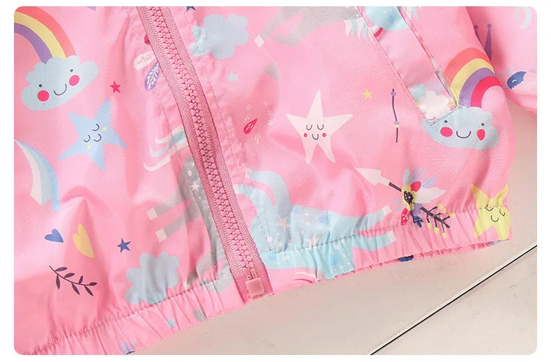 Fashion Kawaii Children's Jackets for Boys Girls Pink Blue Autumn Clothes 1 to 2 3 4 5 6 7 8 9 Years 2024 Kids Hoodie Waterproof